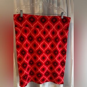 Lularoe Womens Red Geometric Pattern
Stretch Knee Length Skirt Size 3X.